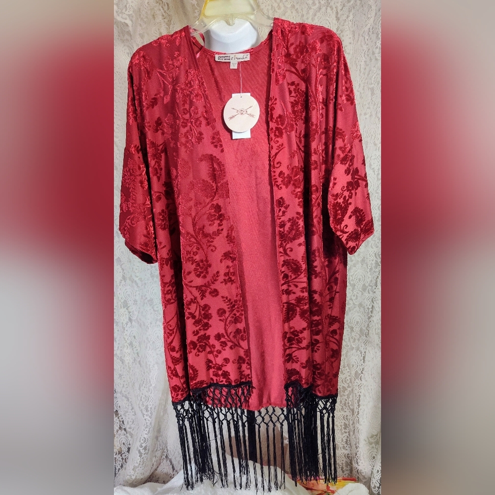 Gypsies & Moondust Scarlet Red & Black Boho Kimono